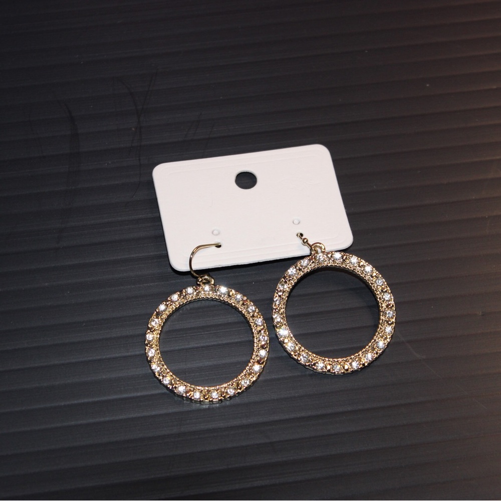 Drop hoop Earrings - with crystals